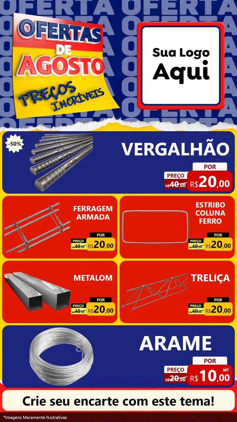 Modelo de TV para TV Vertical com o tema Ofertas de Agosto - Preços Incríveis para Ferragens