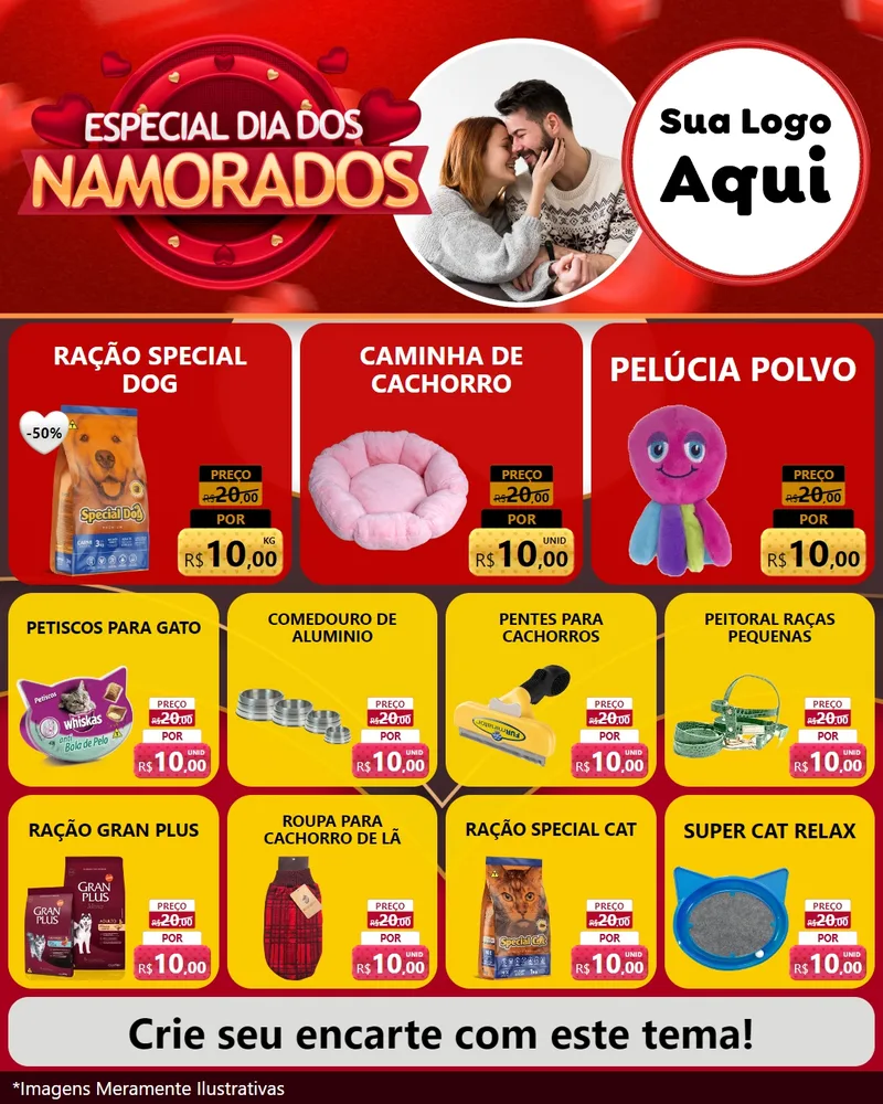 Modelo de Rede Social para Feed Instagram com o tema Especial Dia Dos Namorados para Pet Shop