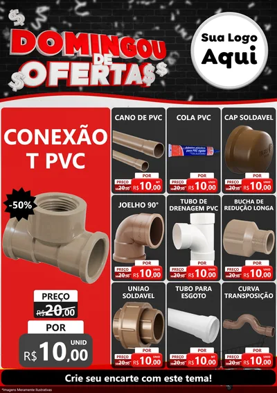 Modelo de Encarte para Encarte A4 Vertical com o tema Domingou de Ofertas para Tubos e conexões