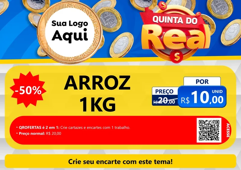 Modelo de Cartaz para Cartaz A4 Horizontal com o tema Quinta do Real para Supermercado