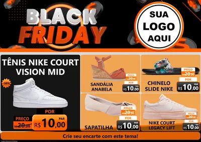 Modelo de Encarte para Encarte A4 Horizontal com o tema Black Friday para Calçados
