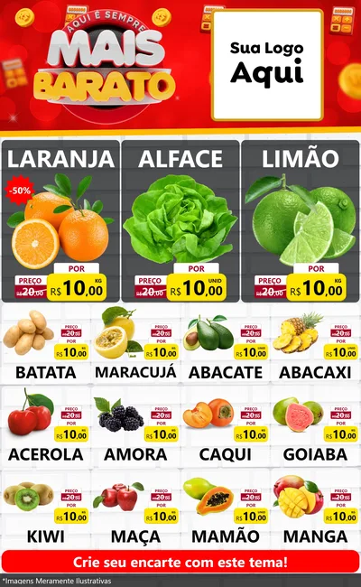 Modelo de Encarte para Encarte Grande com o tema Mais Barato para Hortifrúti