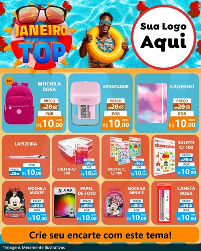 Modelo de Rede Social para Feed Instagram com o tema Janeiro Top para Papelaria