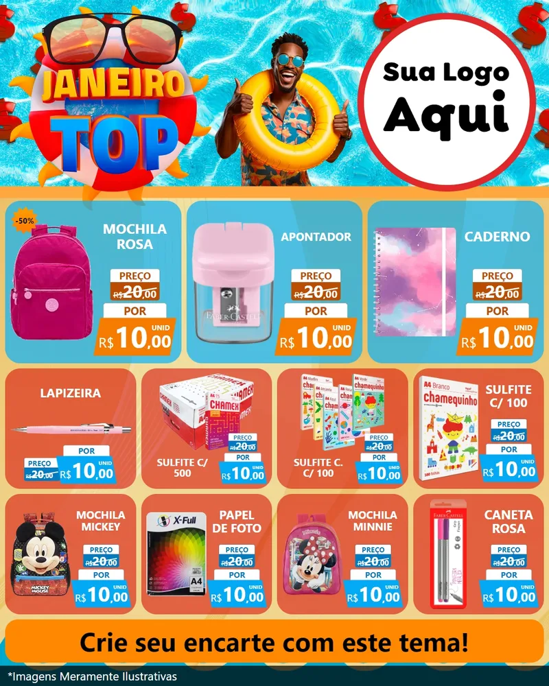 Modelo de Rede Social para Feed Instagram com o tema Janeiro Top para Papelaria