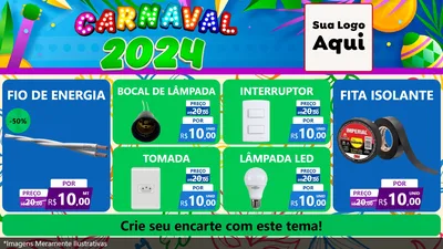 Modelo de TV para TV Horizontal com o tema Carnaval 2027 para Materiais Elétricos