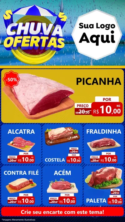 Modelo de Rede Social para Stories com o tema Chuva de Ofertas para Açougue