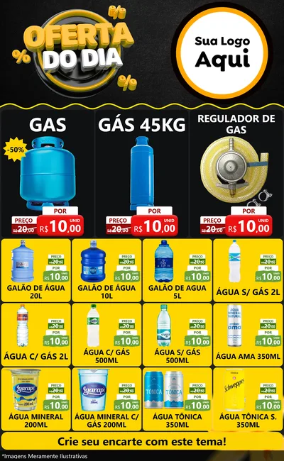 Modelo de Encarte para Encarte Grande com o tema Oferta Do Dia para Água e gás