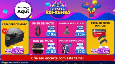 Modelo de TV para TV Horizontal com o tema Festa Boi-Bumbá para Moto peças