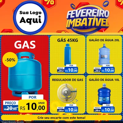 Modelo de Rede Social para Feed Facebook com o tema Fevereiro Imbatível para Água e gás