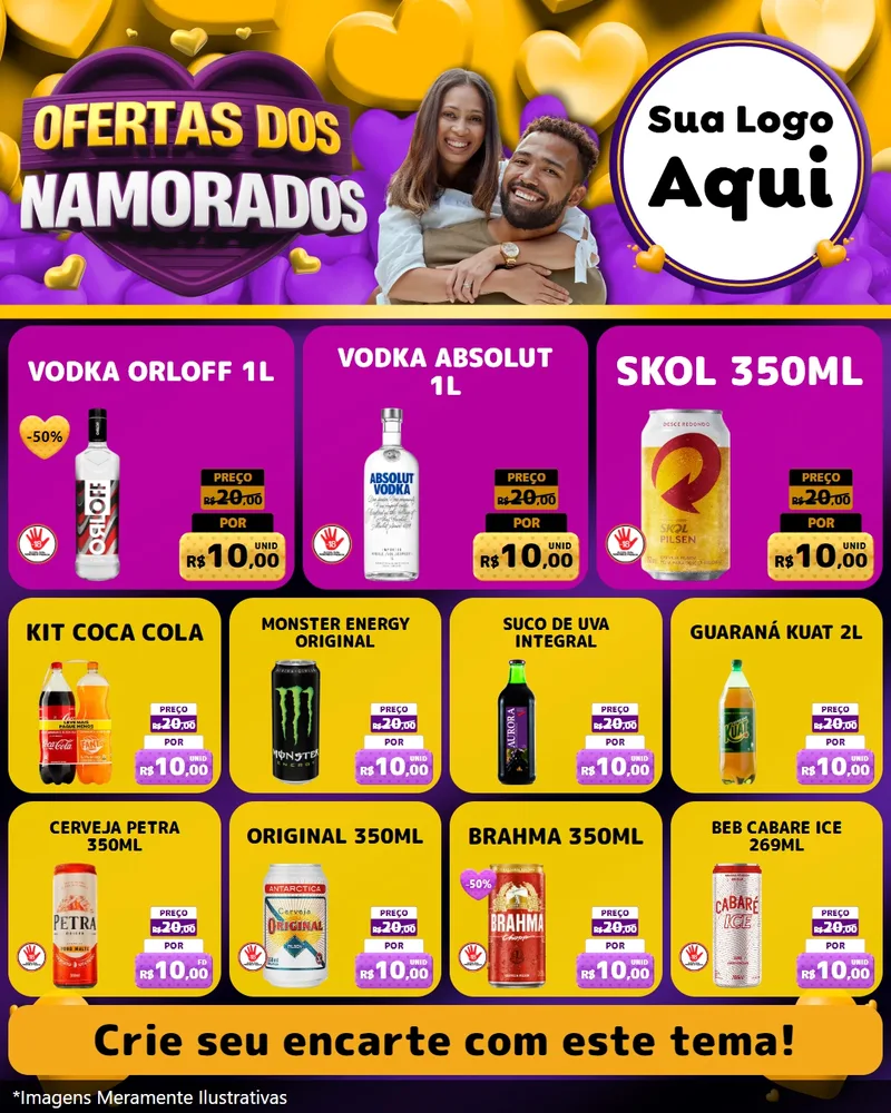 Modelo de Rede Social para Feed Instagram com o tema Oferta Dos Namorados para Distribuidora de bebidas