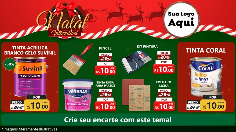 Modelo de TV para TV Horizontal com o tema Natal Imperdível para Tintas e Ferramentas