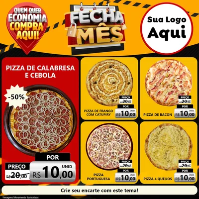 Modelo de Rede Social para Feed Facebook com o tema Fecha Mês para Pizzaria