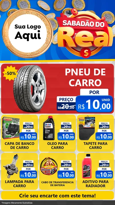 Modelo de Rede Social para Stories com o tema Sabadão do Real para Auto peças