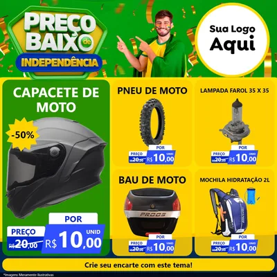 Modelo de Rede Social para Feed Facebook com o tema Preço Baixo de Independência para Moto peças