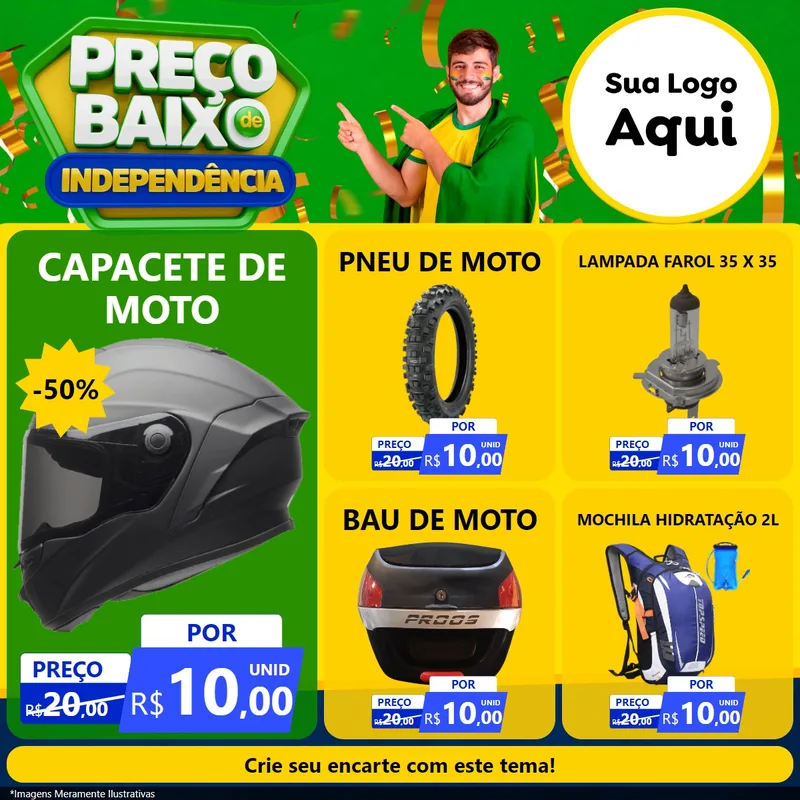 Modelo de Rede Social para Feed Facebook com o tema Preço Baixo de Independência para Moto peças
