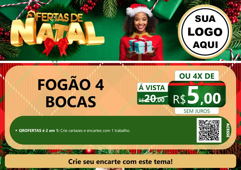 Modelo de Cartaz para Cartaz A4 Horizontal com o tema Ofertas de Natal para Móveis e Eletro