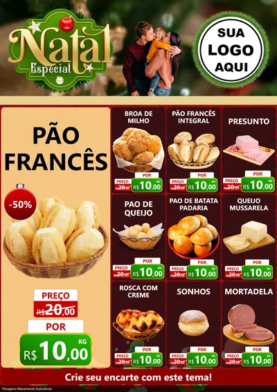 Modelo de Encarte para Encarte A4 Vertical com o tema Natal Especial para Padaria