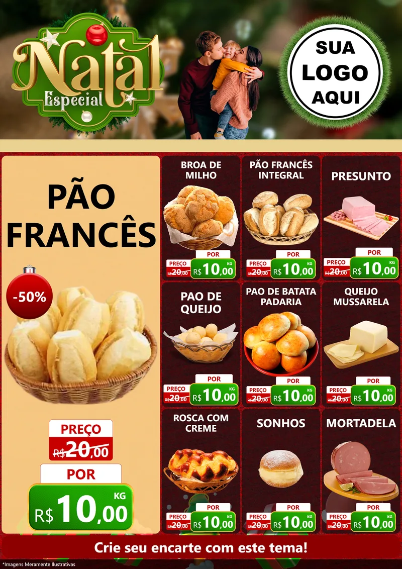 Modelo de Encarte para Encarte A4 Vertical com o tema Natal Especial para Padaria