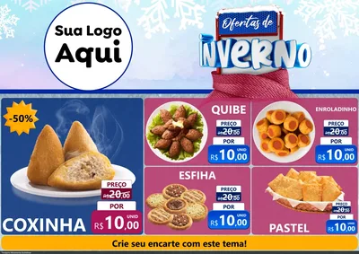Modelo de Encarte para Encarte A4 Horizontal com o tema Ofertas de Inverno para Salgadaria