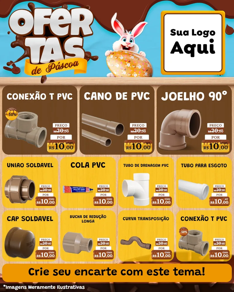 Modelo de Rede Social para Feed Instagram com o tema Ofertas de Páscoa para Tubos e conexões