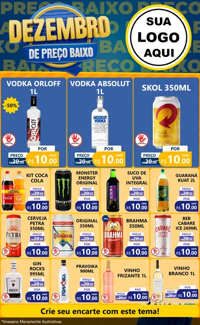 Modelo de Encarte para Encarte Grande com o tema Dezembro de Preço Baixo para Distribuidora de bebidas