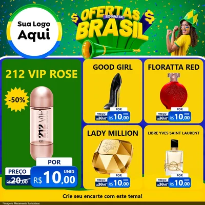 Modelo de Rede Social para Feed Facebook com o tema Ofertas Semana do Brasil para Perfumes
