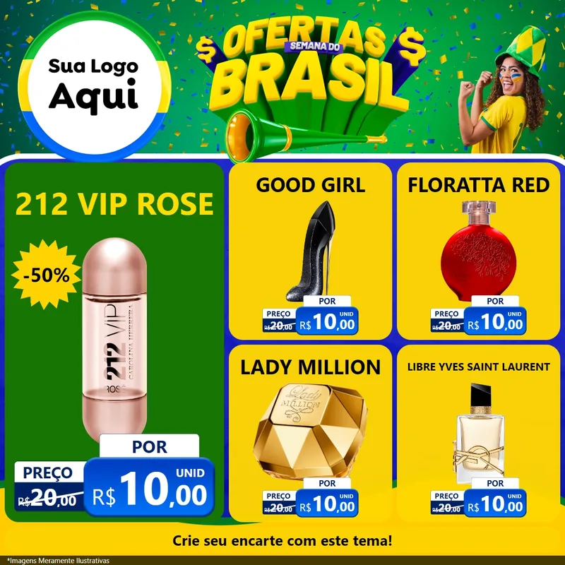 Modelo de Rede Social para Feed Facebook com o tema Ofertas Semana do Brasil para Perfumes
