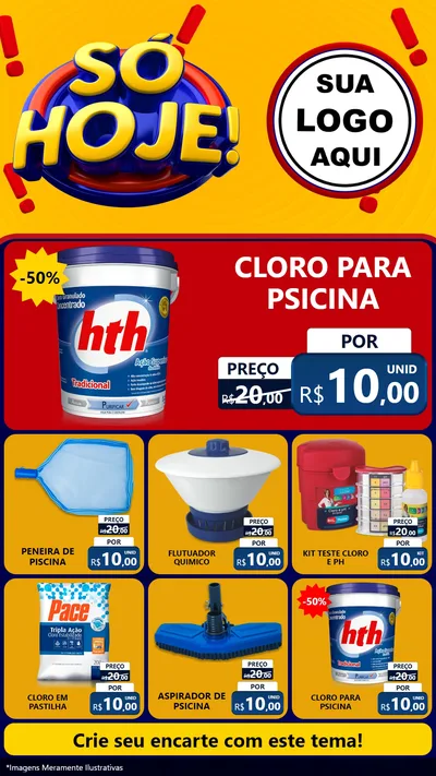 Modelo de Rede Social para Stories com o tema Só Hoje! para Produtos para Piscina