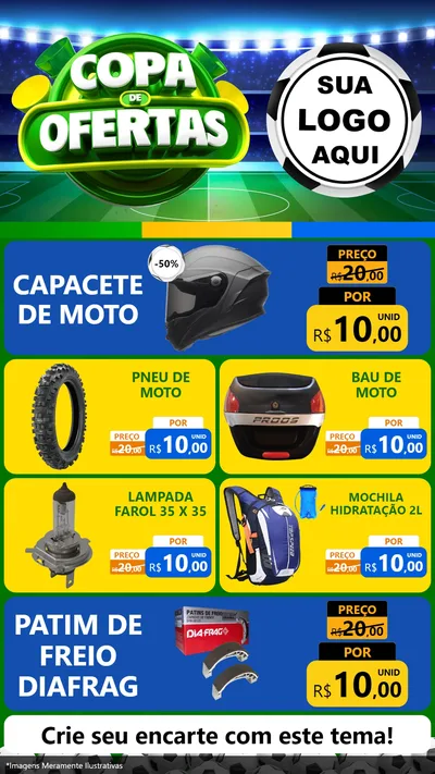 Modelo de TV para TV Vertical com o tema Copa de Ofertas para Moto peças
