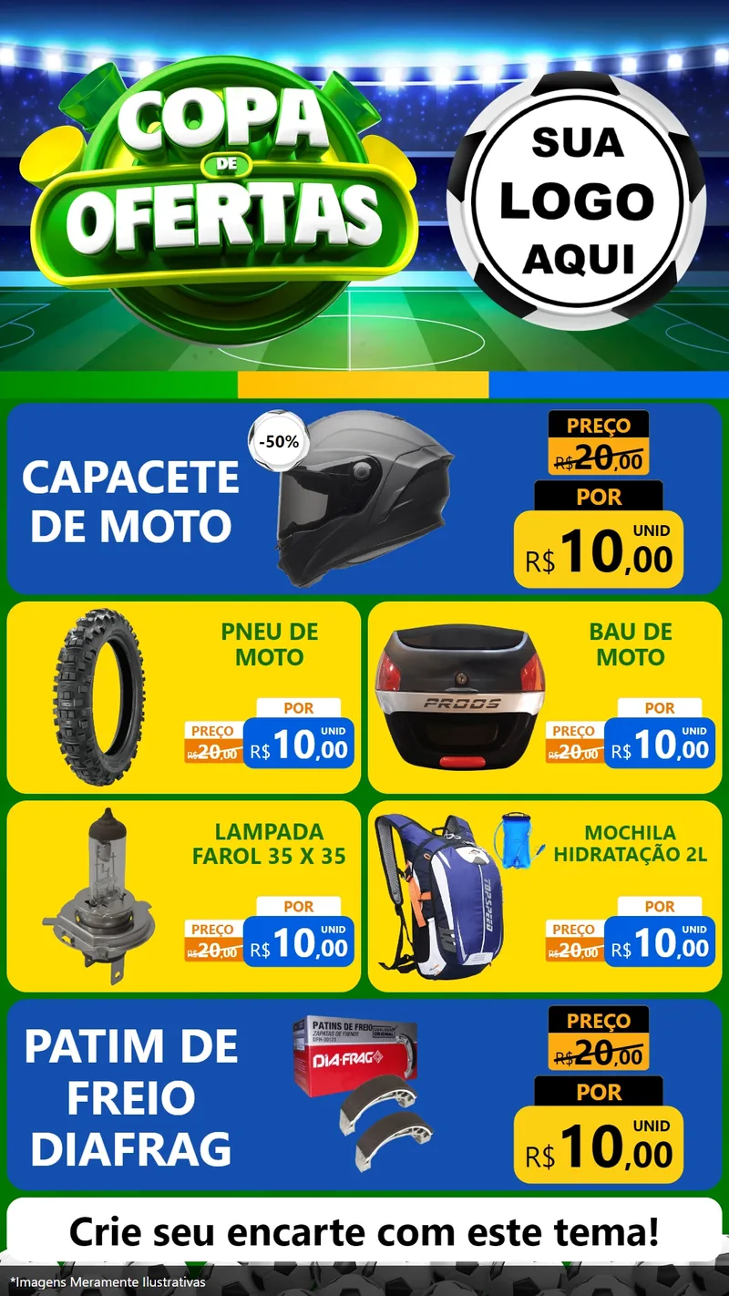 Modelo de TV para TV Vertical com o tema Copa de Ofertas para Moto peças