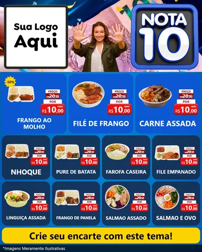 Modelo de Rede Social para Feed Instagram com o tema Nota 10 para Restaurante