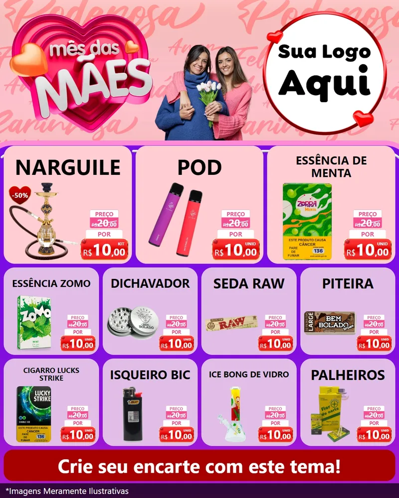 Modelo de Rede Social para Feed Instagram com o tema Mês Das Mães para Tabacaria