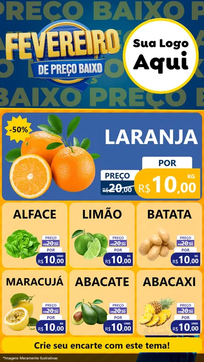 Modelo de Rede Social para Stories com o tema Fevereiro de Preço Baixo para Hortifrúti