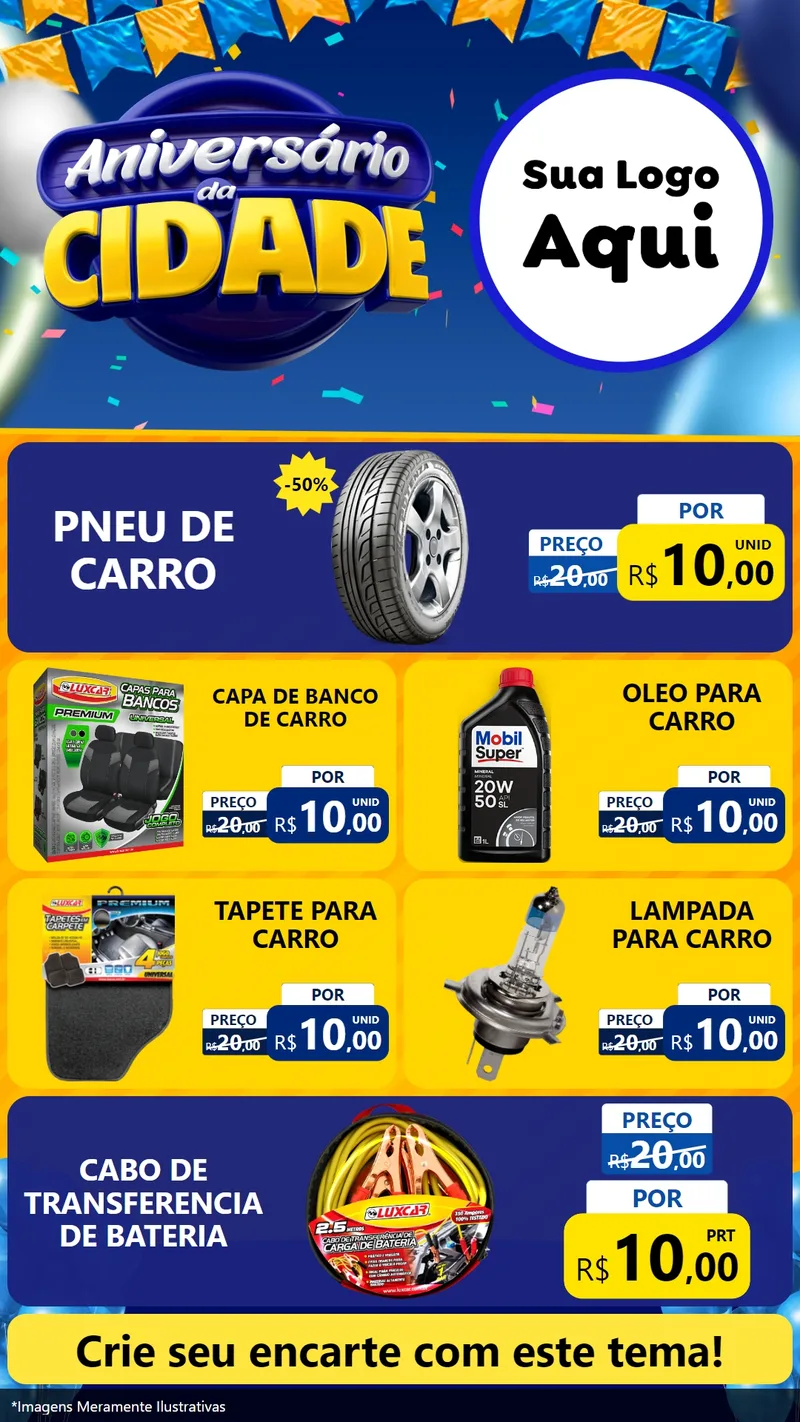 Modelo de TV para TV Vertical com o tema Aniversário da Cidade para Auto peças