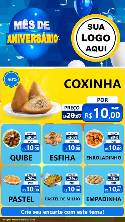Modelo de Rede Social para Stories com o tema Mês de Aniversário para Salgadaria