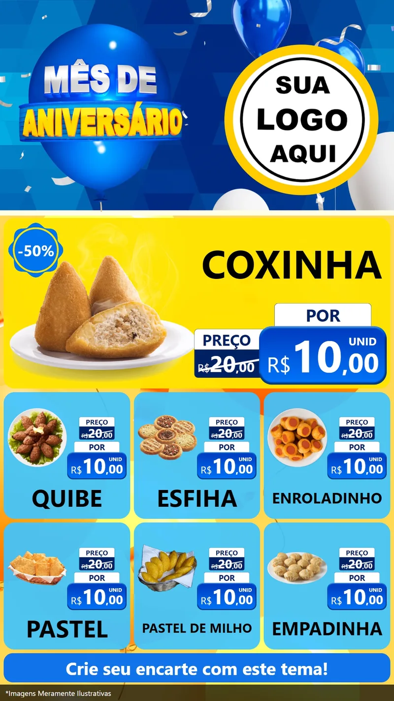 Modelo de Rede Social para Stories com o tema Mês de Aniversário para Salgadaria
