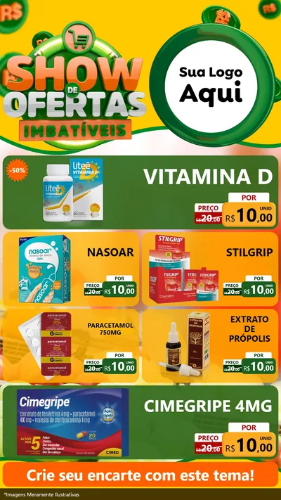 Modelo de TV para TV Vertical com o tema Show de Ofertas Imbatíveis para Farmácia