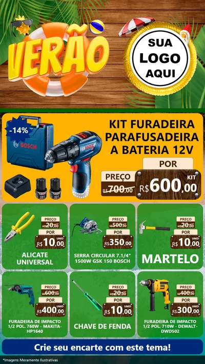 Modelo de Rede Social para Stories com o tema Verão para Maquinas e Ferramentas