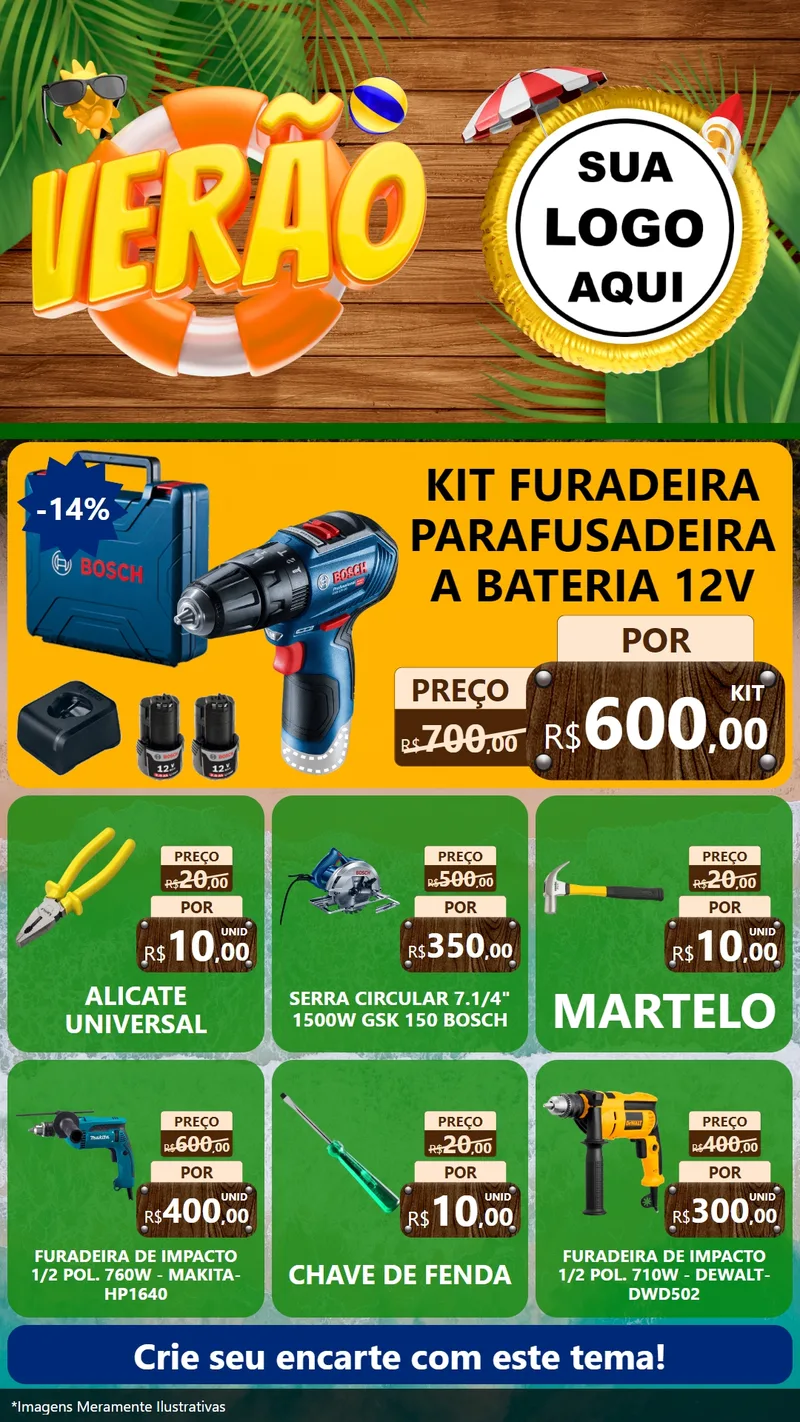 Modelo de Rede Social para Stories com o tema Verão para Maquinas e Ferramentas