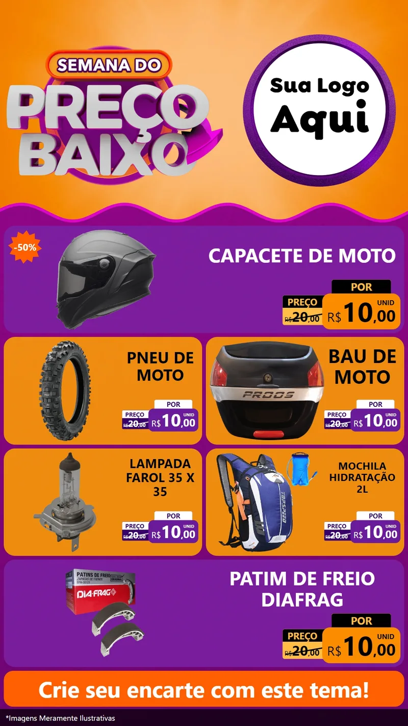 Modelo de TV para TV Vertical com o tema Semana do Preço Baixo para Moto peças
