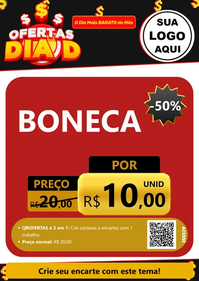 Modelo de Cartaz para Cartaz A4 Vertical com o tema Ofertas Dia D para Brinquedos