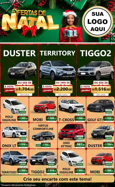 Modelo de Encarte para Encarte Grande com o tema Ofertas de Natal para Concessionaria de Carros