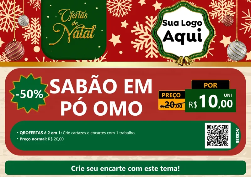 Modelo de Cartaz para Cartaz A4 Horizontal com o tema Natal de Ofertas para Produtos de Limpeza