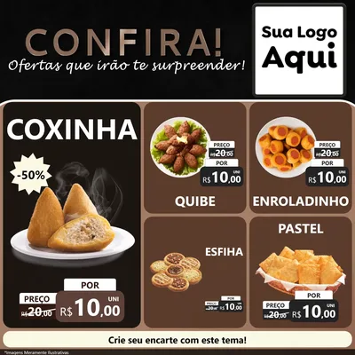 Modelo de Rede Social para Feed Facebook com o tema Confira! Ofertas que irão te surpreender! para Salgadaria