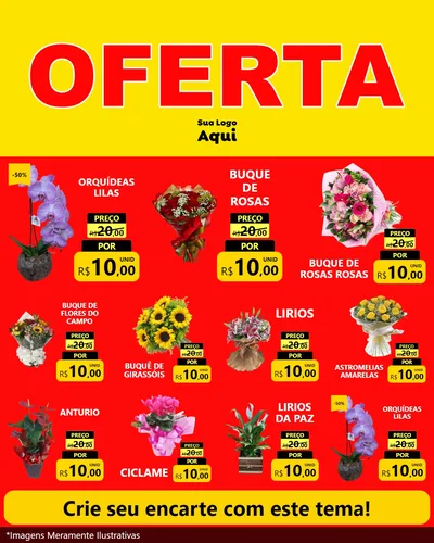Modelo de Rede Social para Feed Instagram com o tema OFERTA - Vermelho Cartaz para Floricultura e jardim