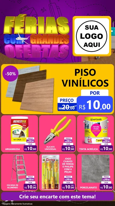 Modelo de Rede Social para Stories com o tema Férias com Grandes Ofertas para Material para Construção