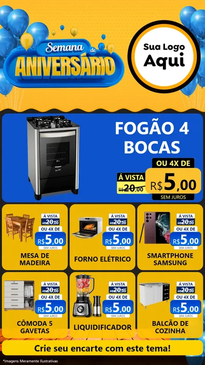 Modelo de Rede Social para Stories com o tema Semana de Aniversário para Móveis e Eletro