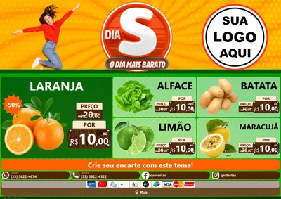 Modelo de Encarte para Encarte A4 Horizontal com o tema Dia S - O Dia Mais Barato para Hortifrúti