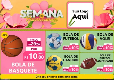 Modelo de Encarte para Encarte A4 Horizontal com o tema Semana da Primavera para Artigos Esportivos