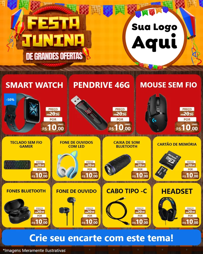 Modelo de Rede Social para Feed Instagram com o tema Festa Junina de Grandes Ofertas para Informática